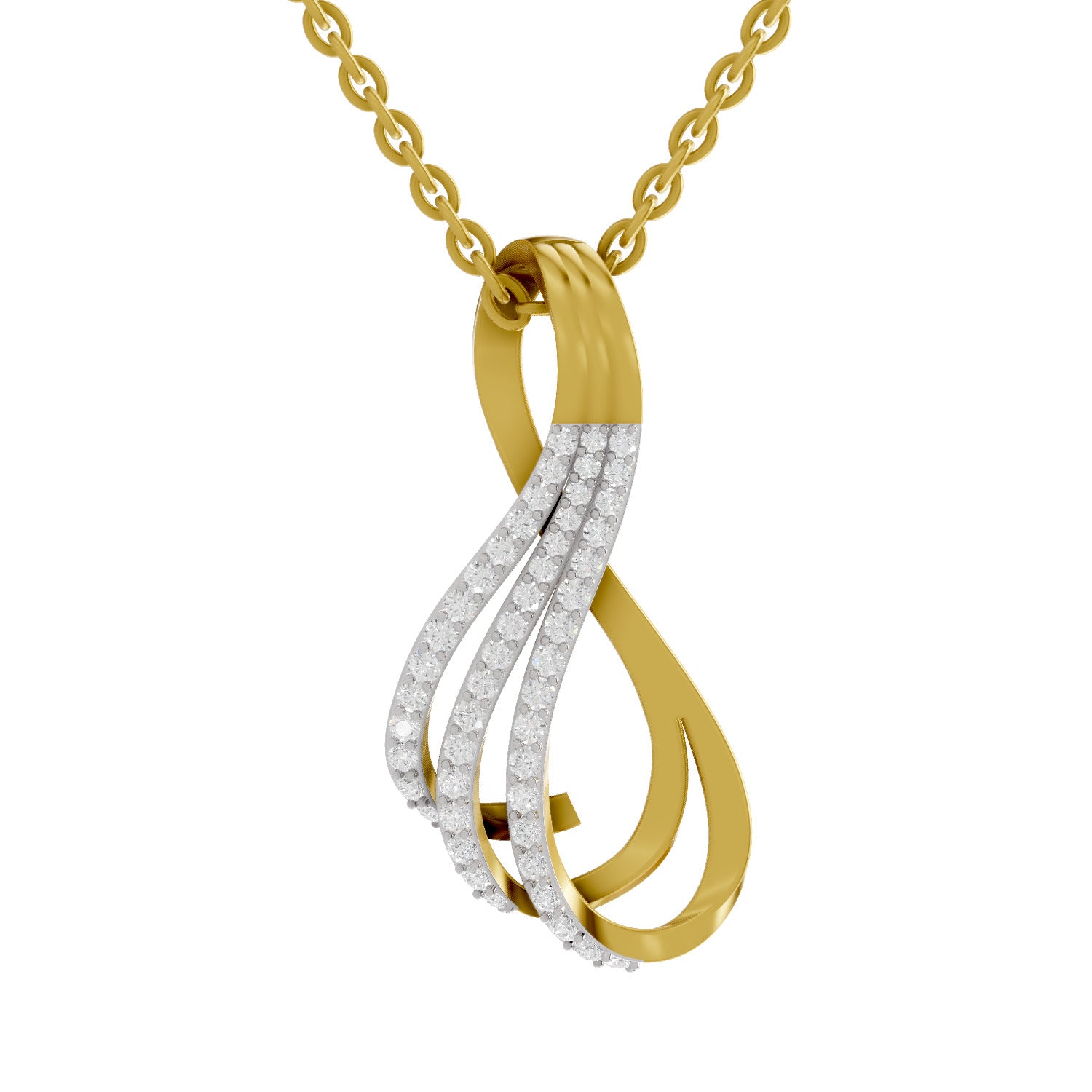 Lab Grown Diamond Pendant Necklace 0.4 Carat IGI Certified Round Shape 925 Sterling Silver Yellow Gold Plated Pendant Necklace