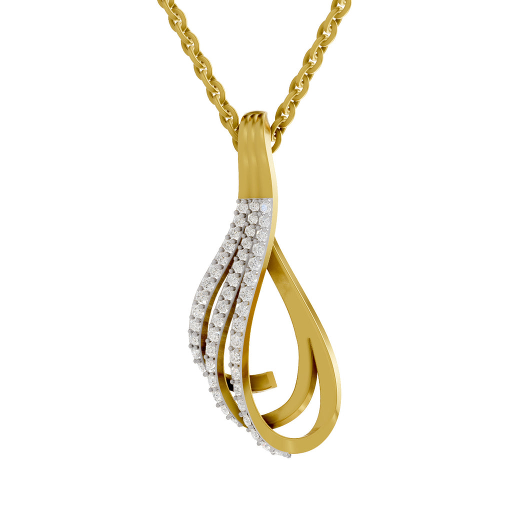 Lab Grown Diamond Pendant Necklace 0.4 Carat IGI Certified Round Shape 925 Sterling Silver Yellow Gold Plated Pendant Necklace