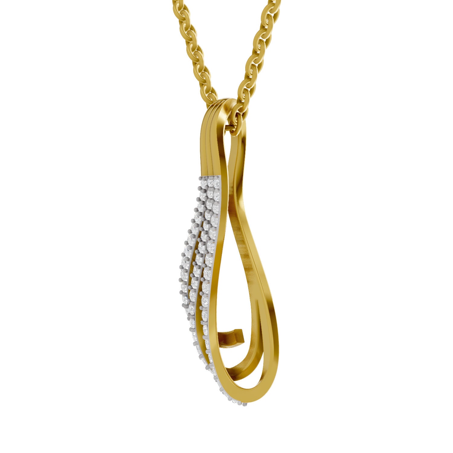 Lab Grown Diamond Pendant Necklace 0.4 Carat IGI Certified Round Shape 925 Sterling Silver Yellow Gold Plated Pendant Necklace