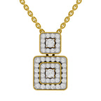 Lab Grown Diamond Pendant Necklace 0.93 Carat IGI Certified Round Shape 925 Sterling Silver Yellow Gold Plated Square Pendant Necklace