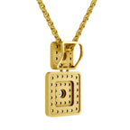 Lab Grown Diamond Pendant Necklace 0.93 Carat IGI Certified Round Shape 925 Sterling Silver Yellow Gold Plated Square Pendant Necklace