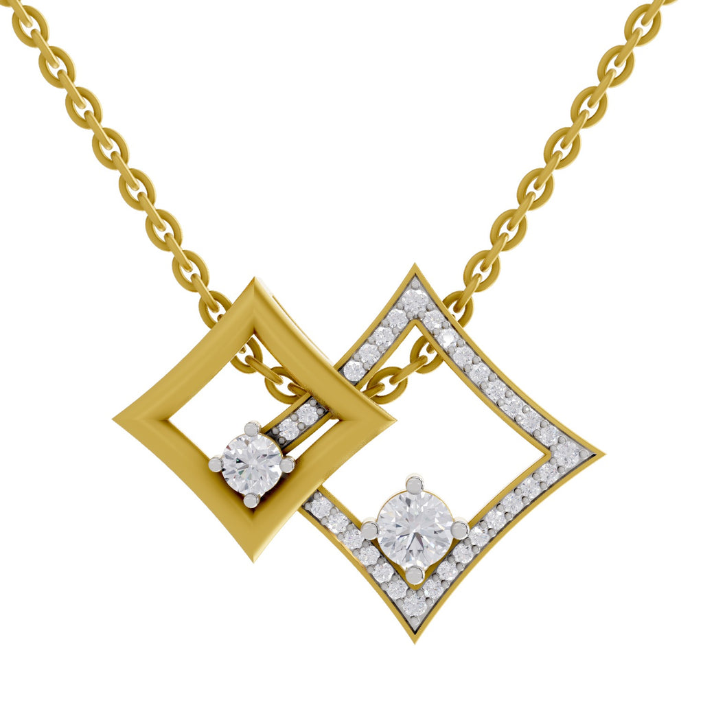 Lab Grown Diamond Pendant Necklace 0.51 Carat IGI Certified Round Shape 925 Sterling Silver Yellow Gold Plated Pendant Necklace