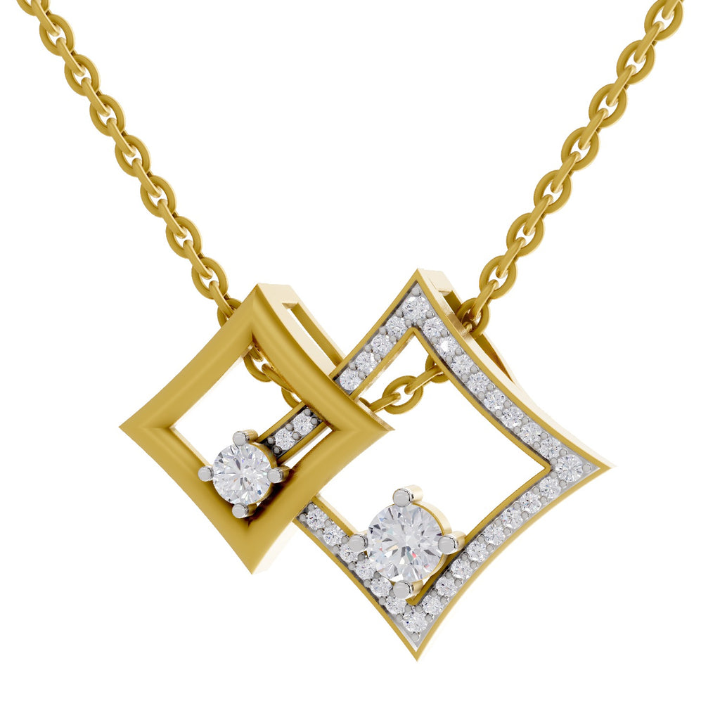 Lab Grown Diamond Pendant Necklace 0.51 Carat IGI Certified Round Shape 925 Sterling Silver Yellow Gold Plated Pendant Necklace