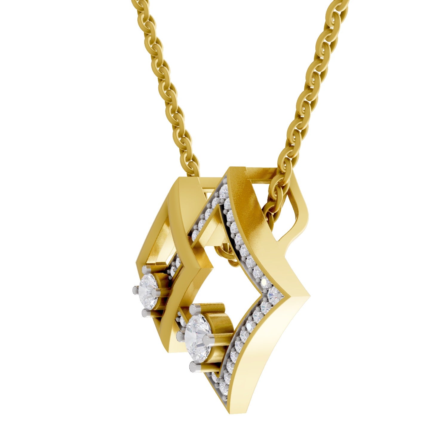 Lab Grown Diamond Pendant Necklace 0.51 Carat IGI Certified Round Shape 925 Sterling Silver Yellow Gold Plated Pendant Necklace