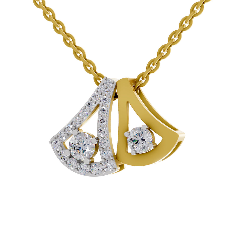 Lab Grown Diamond Pendant Necklace 0.74 Carat IGI Certified Round Shape 925 Sterling Silver Yellow Gold Plated Pendant Necklace