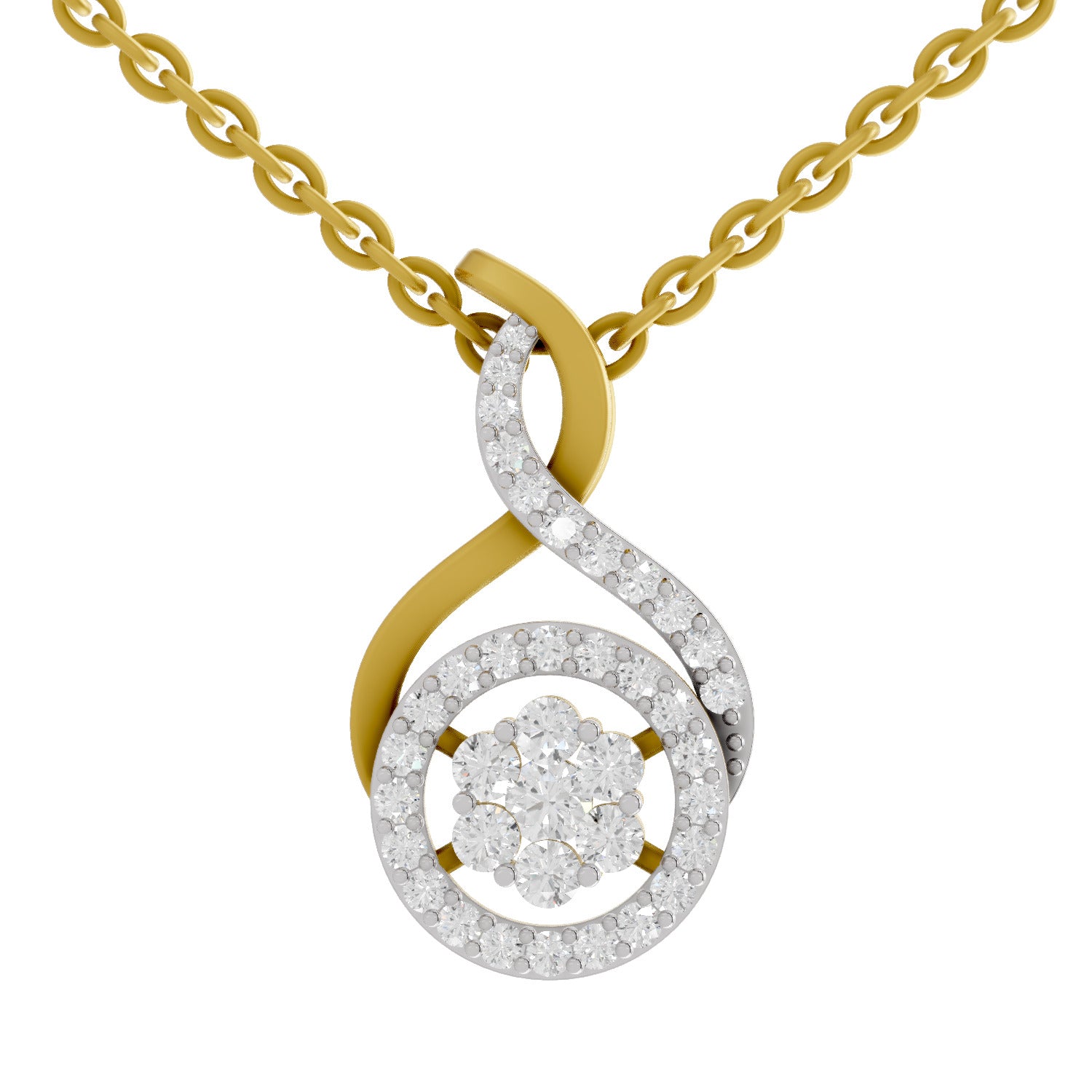 Lab Grown Diamond Pendant Necklace 0.56 Carat IGI Certified Round Shape 925 Sterling Silver Yellow Gold Plated Pendant Necklace