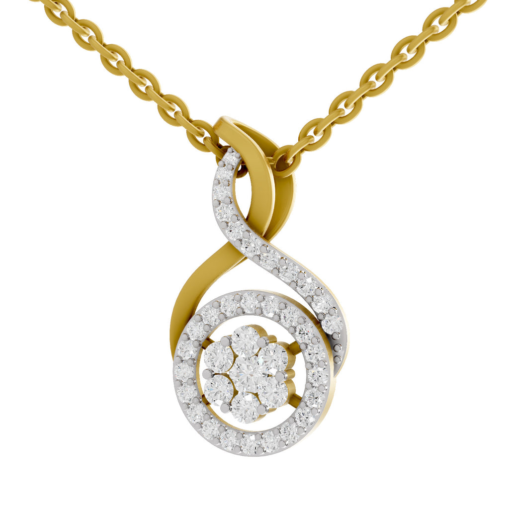 Lab Grown Diamond Pendant Necklace 0.56 Carat IGI Certified Round Shape 925 Sterling Silver Yellow Gold Plated Pendant Necklace