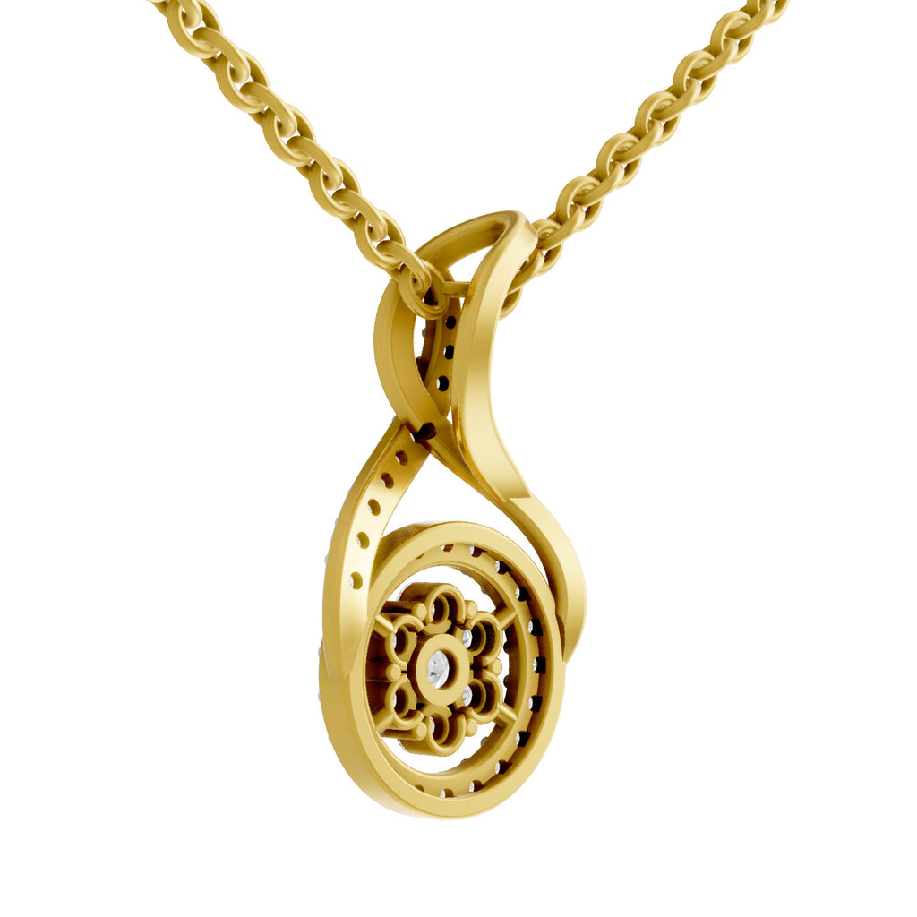Lab Grown Diamond Pendant Necklace 0.56 Carat IGI Certified Round Shape 925 Sterling Silver Yellow Gold Plated Pendant Necklace