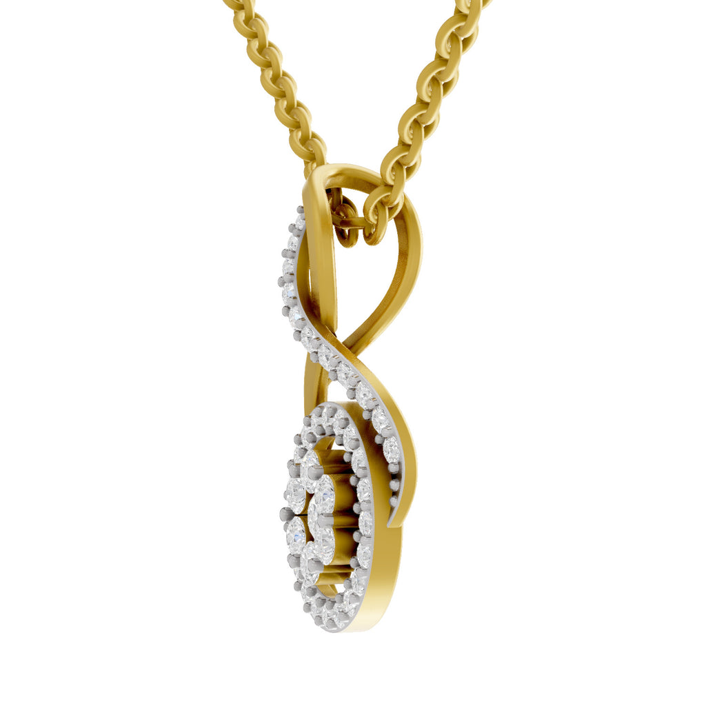 Lab Grown Diamond Pendant Necklace 0.56 Carat IGI Certified Round Shape 925 Sterling Silver Yellow Gold Plated Pendant Necklace