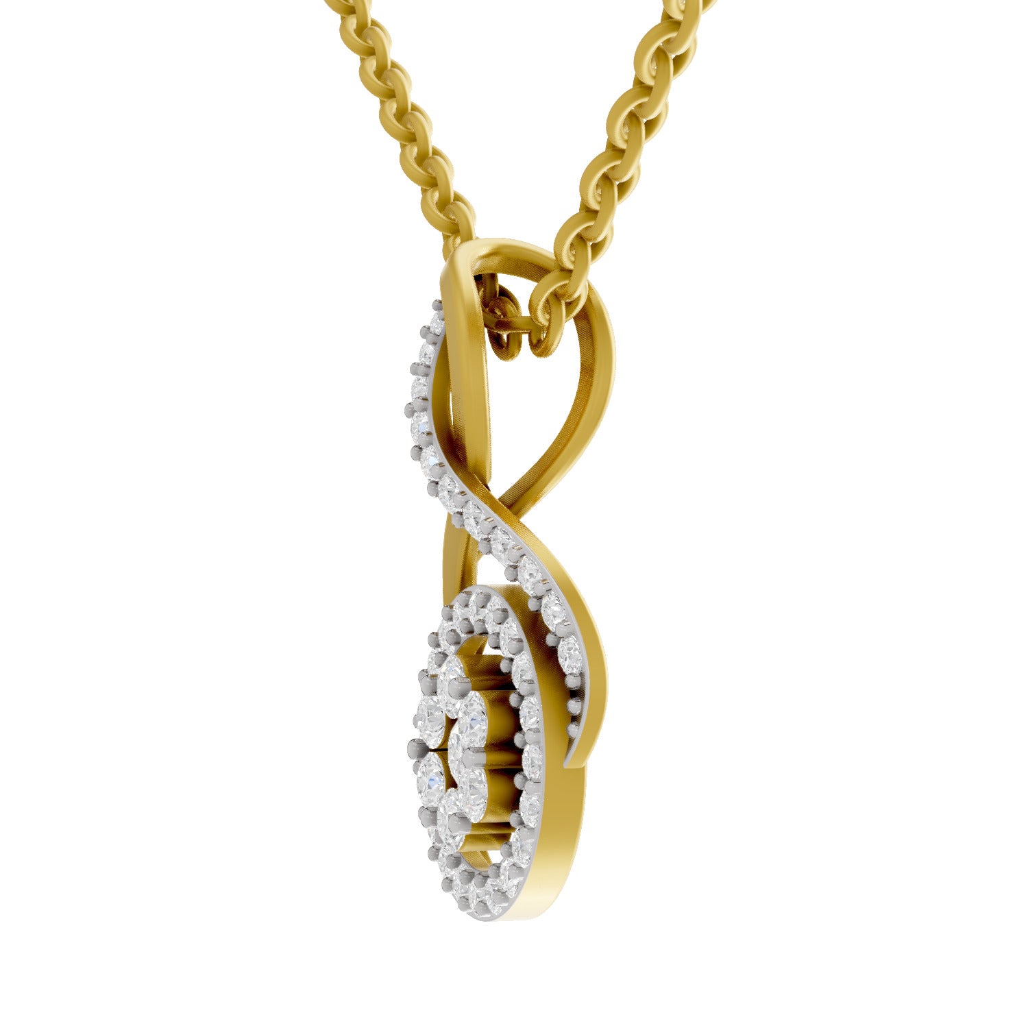Lab Grown Diamond Pendant Necklace 0.56 Carat IGI Certified Round Shape 925 Sterling Silver Yellow Gold Plated Pendant Necklace
