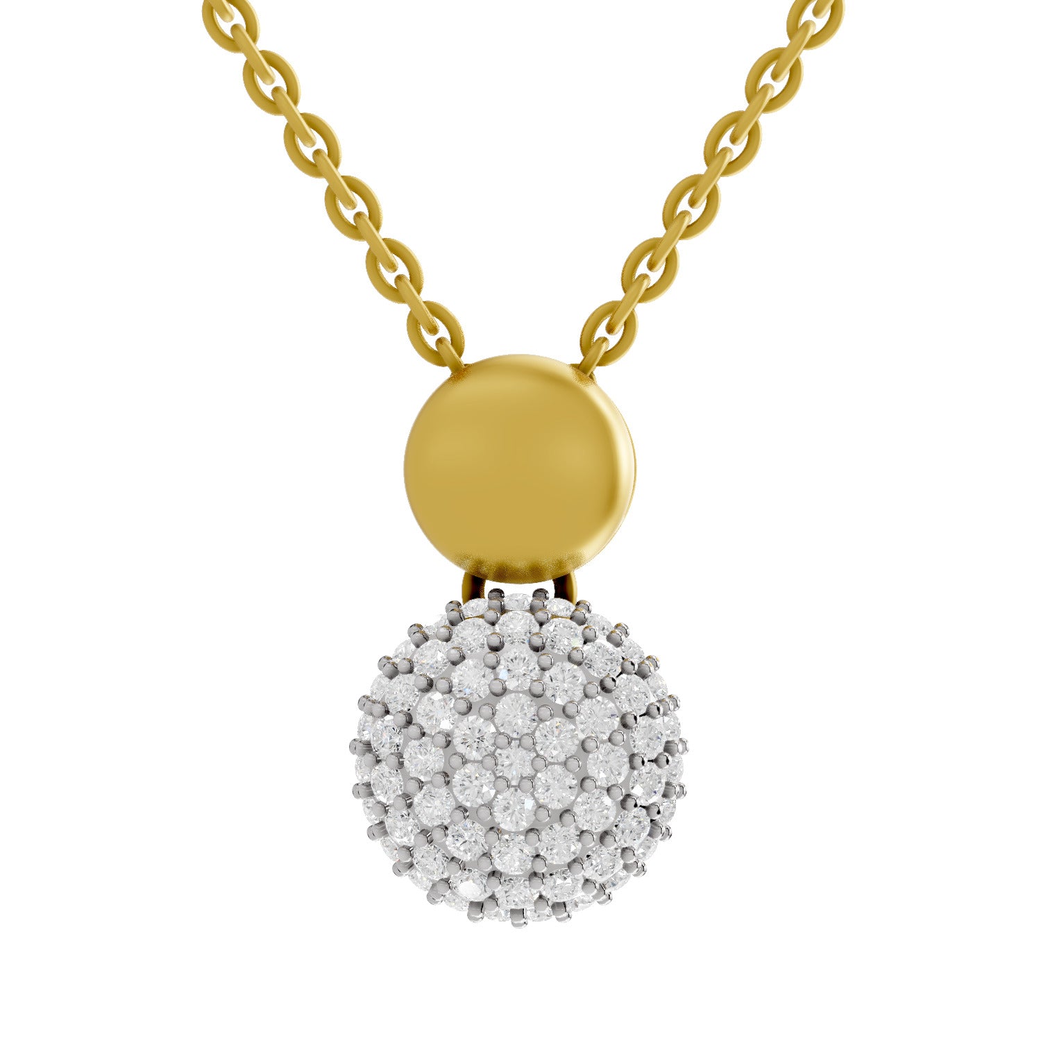 Lab Grown Diamond Pendant Necklace 0.75 Carat IGI Certified Round Shape 925 Sterling Silver Yellow Gold Plated Cluster Pendant Necklace