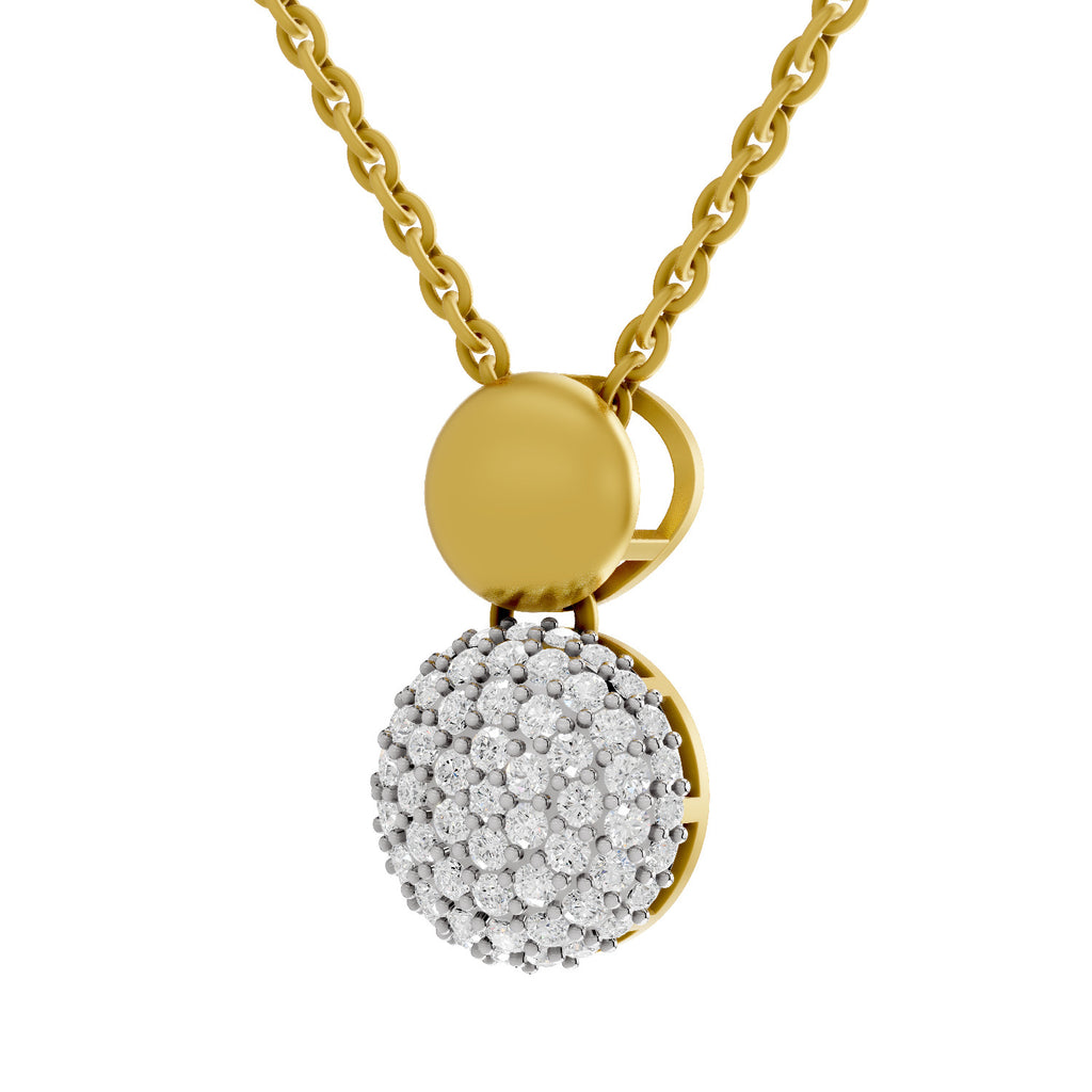Lab Grown Diamond Pendant Necklace 0.75 Carat IGI Certified Round Shape 925 Sterling Silver Yellow Gold Plated Cluster Pendant Necklace