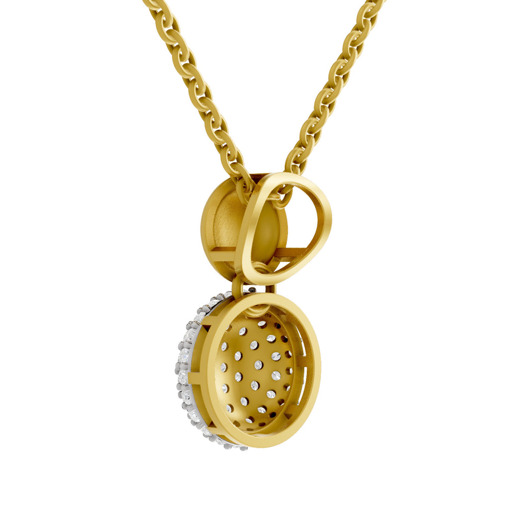 Lab Grown Diamond Pendant Necklace 0.75 Carat IGI Certified Round Shape 925 Sterling Silver Yellow Gold Plated Cluster Pendant Necklace