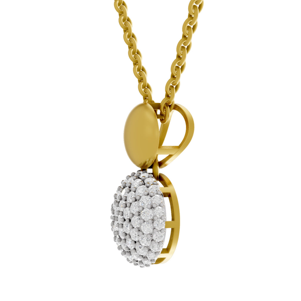 Lab Grown Diamond Pendant Necklace 0.75 Carat IGI Certified Round Shape 925 Sterling Silver Yellow Gold Plated Cluster Pendant Necklace
