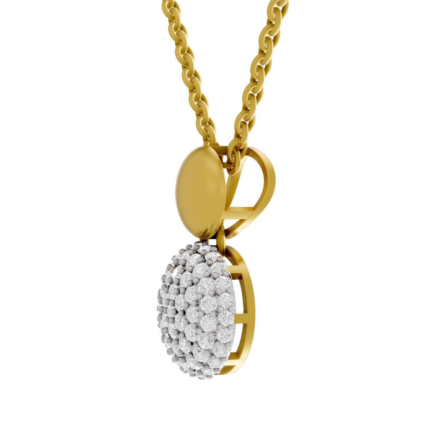 Lab Grown Diamond Pendant Necklace 0.75 Carat IGI Certified Round Shape 925 Sterling Silver Yellow Gold Plated Cluster Pendant Necklace