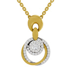 Lab Grown Diamond Pendant Necklace 0.62 Carat IGI Certified Round Shape 925 Sterling Silver Yellow Gold Plated Halo Pendant Necklace
