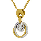 Lab Grown Diamond Pendant Necklace 0.62 Carat IGI Certified Round Shape 925 Sterling Silver Yellow Gold Plated Halo Pendant Necklace