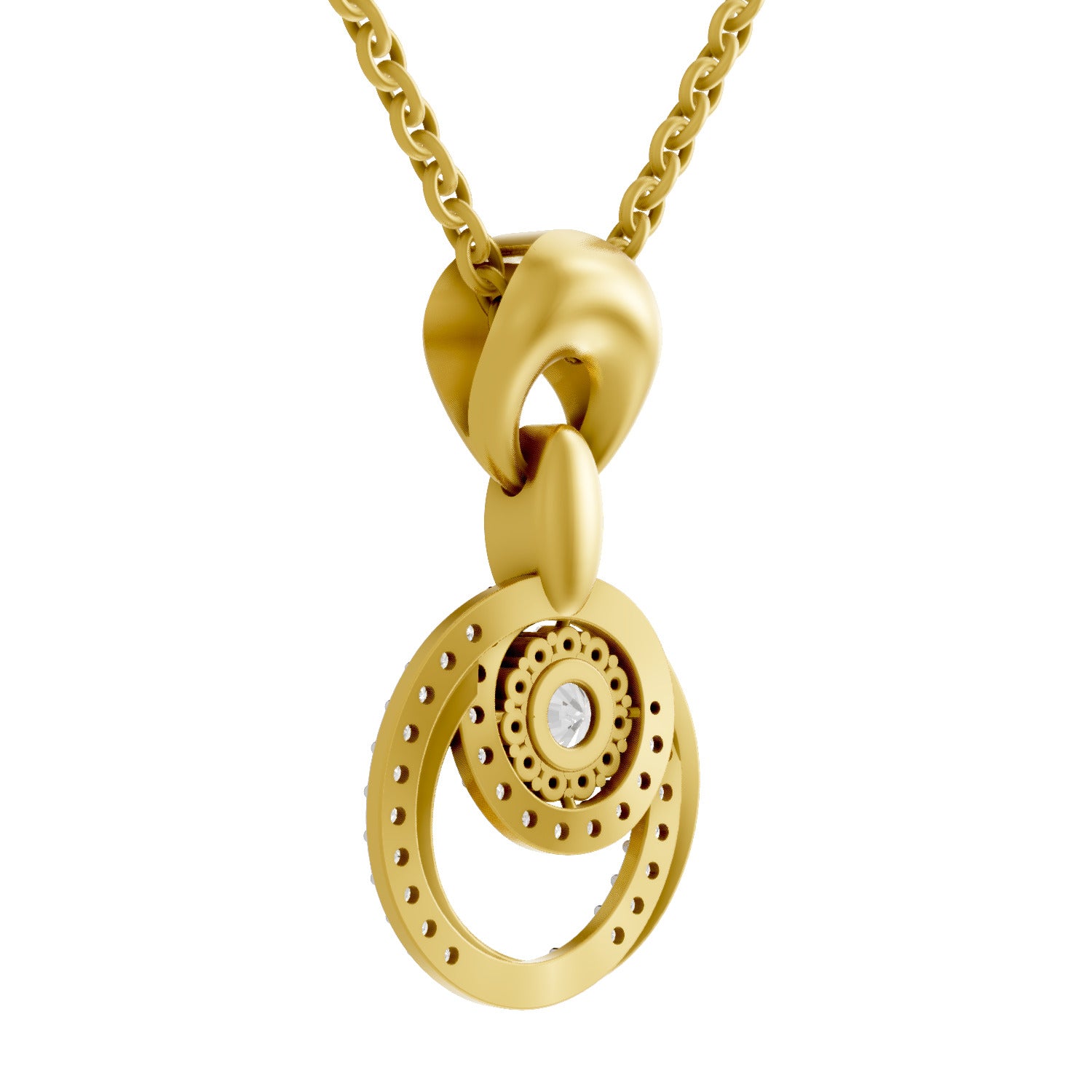 Lab Grown Diamond Pendant Necklace 0.62 Carat IGI Certified Round Shape 925 Sterling Silver Yellow Gold Plated Halo Pendant Necklace