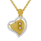 Lab Grown Diamond Pendant Necklace 0.41 Carat IGI Certified Round Shape 925 Sterling Silver Yellow Gold Plated Heart Pendant Necklace