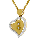 Lab Grown Diamond Pendant Necklace 0.41 Carat IGI Certified Round Shape 925 Sterling Silver Yellow Gold Plated Heart Pendant Necklace