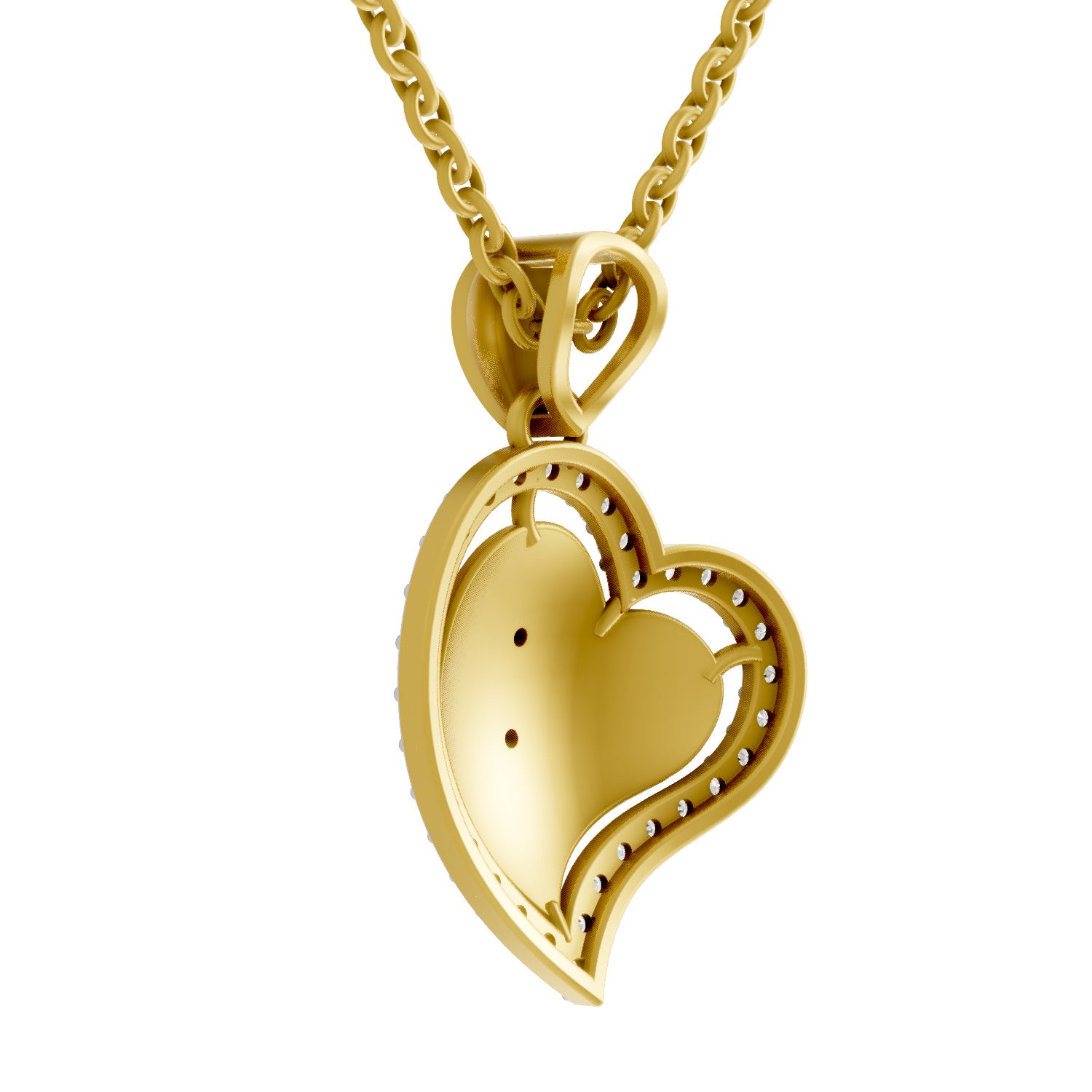 Lab Grown Diamond Pendant Necklace 0.41 Carat IGI Certified Round Shape 925 Sterling Silver Yellow Gold Plated Heart Pendant Necklace