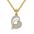 Lab Grown Diamond Pendant Necklace 0.35 Carat IGI Certified Round Shape 925 Sterling Silver Yellow Gold Plated Heart Pendant Necklace