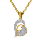 Lab Grown Diamond Pendant Necklace 0.35 Carat IGI Certified Round Shape 925 Sterling Silver Yellow Gold Plated Heart Pendant Necklace