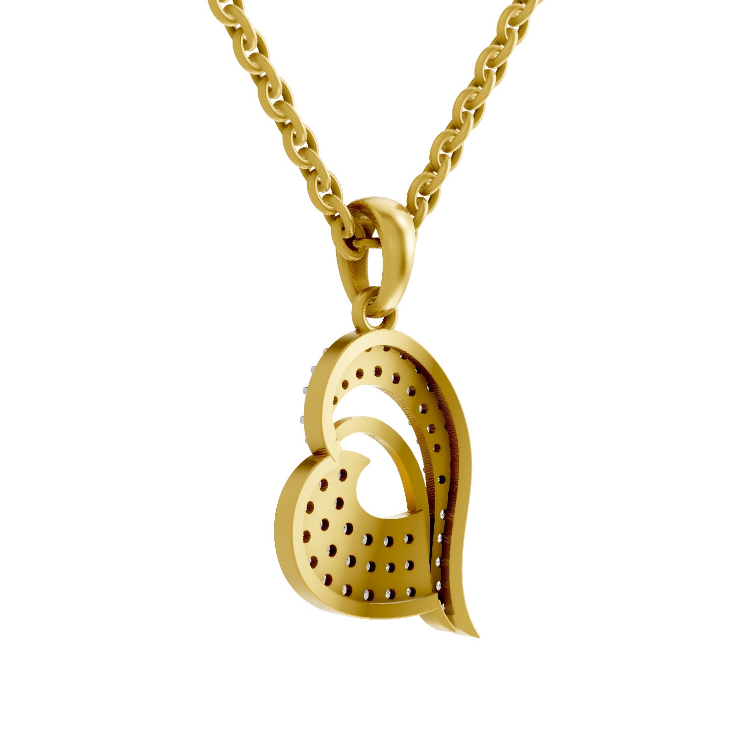 Lab Grown Diamond Pendant Necklace 0.35 Carat IGI Certified Round Shape 925 Sterling Silver Yellow Gold Plated Heart Pendant Necklace