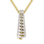 Lab Grown Diamond Pendant Necklace 0.58 Carat IGI Certified Round Shape 925 Sterling Silver Yellow Gold Plated Spiral Pendant Necklace