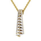 Lab Grown Diamond Pendant Necklace 0.58 Carat IGI Certified Round Shape 925 Sterling Silver Yellow Gold Plated Spiral Pendant Necklace