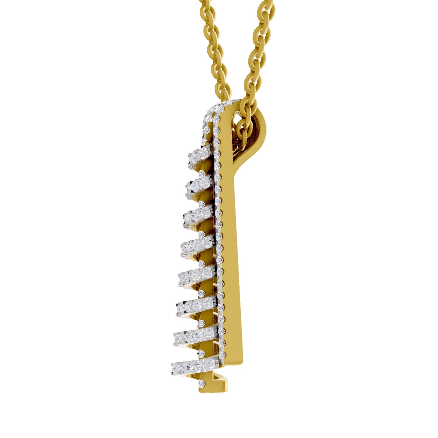 Lab Grown Diamond Pendant Necklace 0.58 Carat IGI Certified Round Shape 925 Sterling Silver Yellow Gold Plated Spiral Pendant Necklace