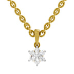 Lab Grown Diamond Pendant Necklace 0.11 Carat IGI Certified Round Shape 925 Sterling Silver Yellow Gold Plated Floral Pendant Necklace