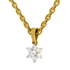 Lab Grown Diamond Pendant Necklace 0.11 Carat IGI Certified Round Shape 925 Sterling Silver Yellow Gold Plated Floral Pendant Necklace