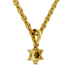 Lab Grown Diamond Pendant Necklace 0.11 Carat IGI Certified Round Shape 925 Sterling Silver Yellow Gold Plated Floral Pendant Necklace
