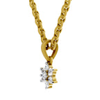 Lab Grown Diamond Pendant Necklace 0.11 Carat IGI Certified Round Shape 925 Sterling Silver Yellow Gold Plated Floral Pendant Necklace