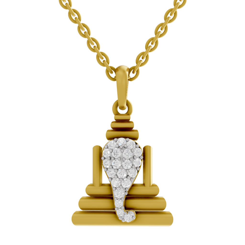 Lab Grown Diamond Pendant Necklace 0.26 Carat IGI Certified Round Shape 925 Sterling Silver Yellow Gold Plated Ganesha Pendant Necklace