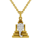 Lab Grown Diamond Pendant Necklace 0.26 Carat IGI Certified Round Shape 925 Sterling Silver Yellow Gold Plated Ganesha Pendant Necklace