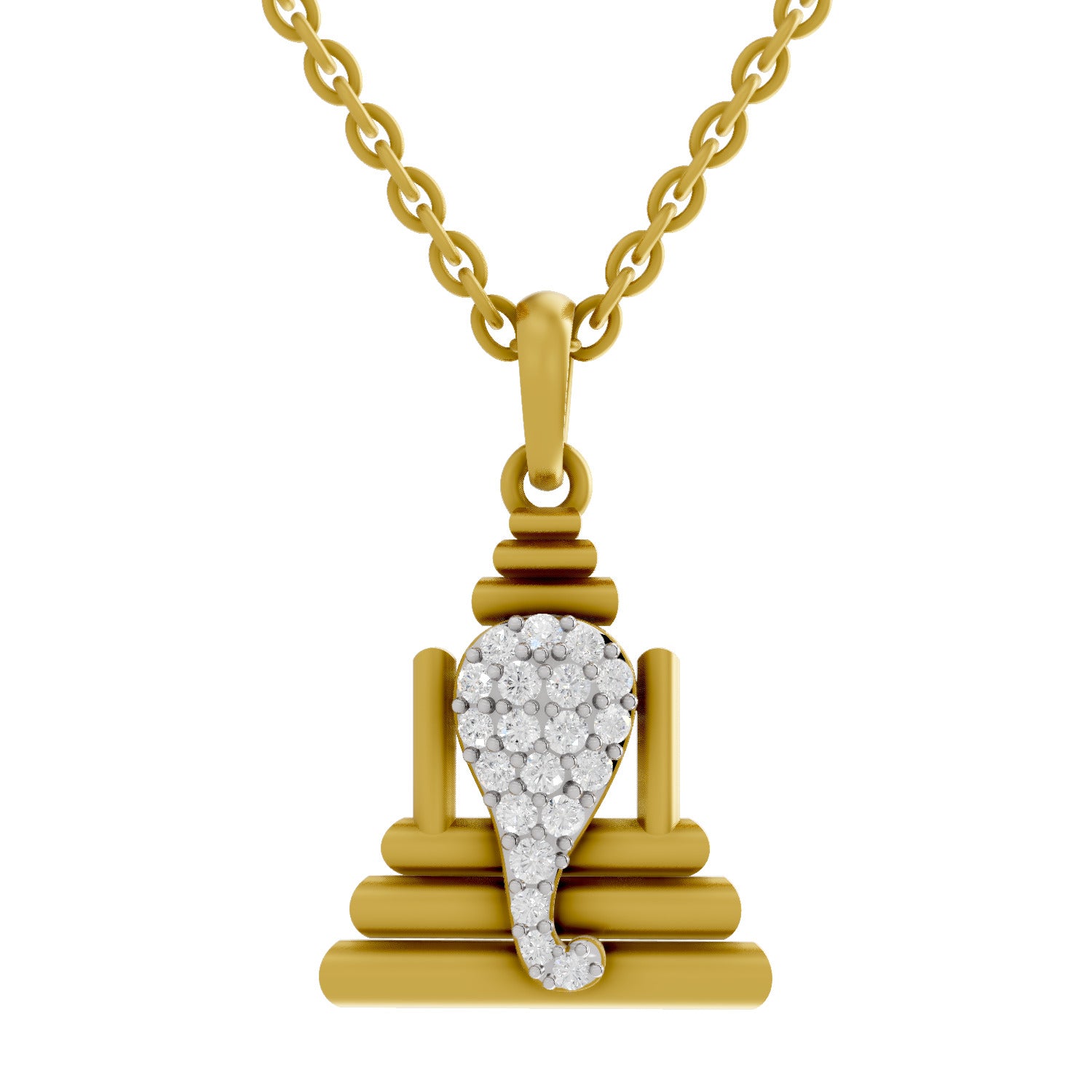 Lab Grown Diamond Pendant Necklace 0.26 Carat IGI Certified Round Shape 925 Sterling Silver Yellow Gold Plated Ganesha Pendant Necklace