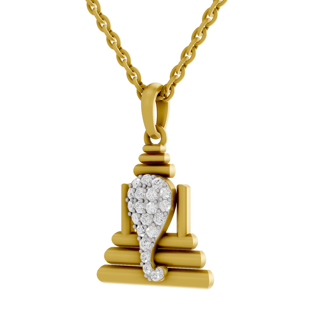 Lab Grown Diamond Pendant Necklace 0.26 Carat IGI Certified Round Shape 925 Sterling Silver Yellow Gold Plated Ganesha Pendant Necklace