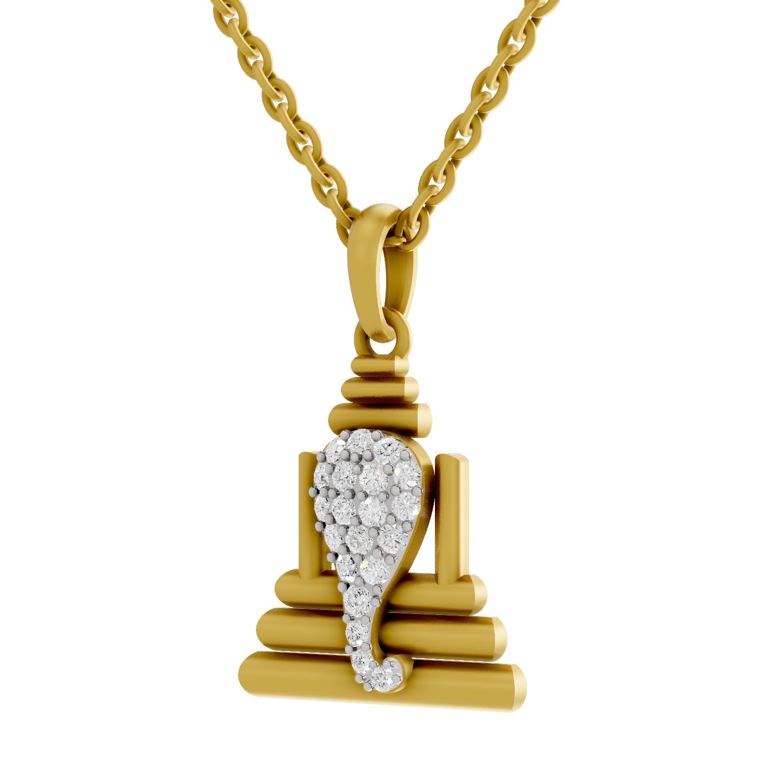 Lab Grown Diamond Pendant Necklace 0.26 Carat IGI Certified Round Shape 925 Sterling Silver Yellow Gold Plated Ganesha Pendant Necklace