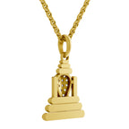 Lab Grown Diamond Pendant Necklace 0.26 Carat IGI Certified Round Shape 925 Sterling Silver Yellow Gold Plated Ganesha Pendant Necklace