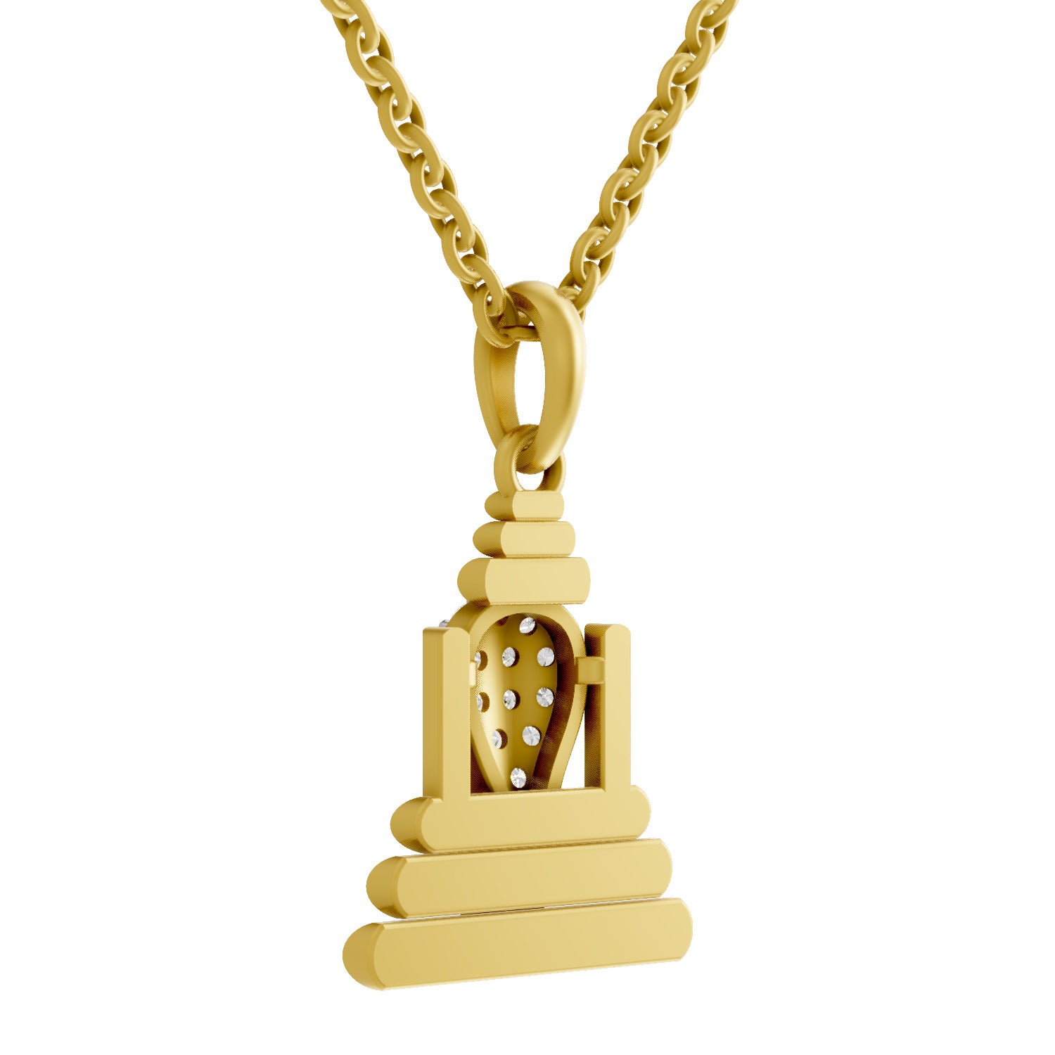 Lab Grown Diamond Pendant Necklace 0.26 Carat IGI Certified Round Shape 925 Sterling Silver Yellow Gold Plated Ganesha Pendant Necklace