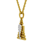 Lab Grown Diamond Pendant Necklace 0.26 Carat IGI Certified Round Shape 925 Sterling Silver Yellow Gold Plated Ganesha Pendant Necklace