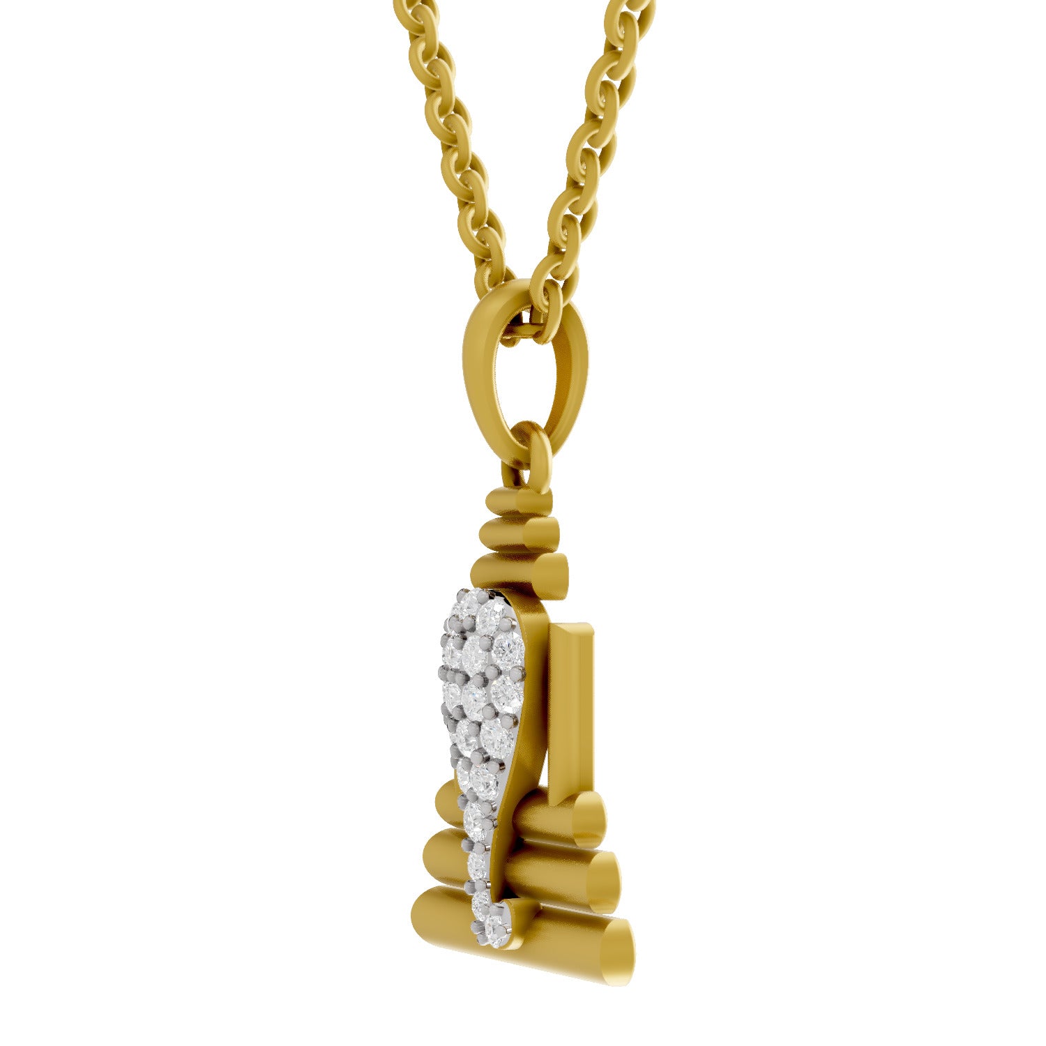 Lab Grown Diamond Pendant Necklace 0.26 Carat IGI Certified Round Shape 925 Sterling Silver Yellow Gold Plated Ganesha Pendant Necklace