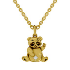 Lab Grown Diamond Pendant Necklace 0.02 Carat Round Shape 925 Sterling Silver Yellow Gold Plated Panda Spark Pendant Necklace