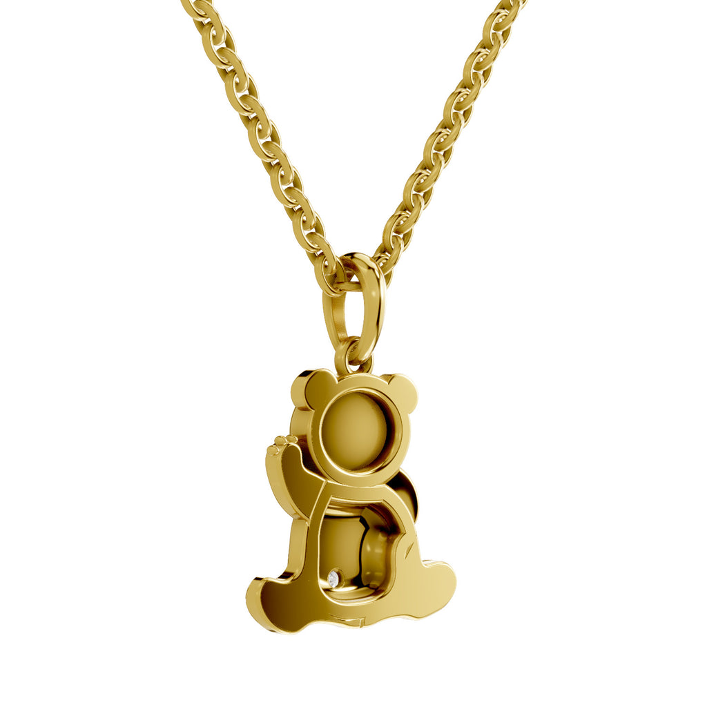 Lab Grown Diamond Pendant Necklace 0.02 Carat Round Shape 925 Sterling Silver Yellow Gold Plated Panda Spark Pendant Necklace