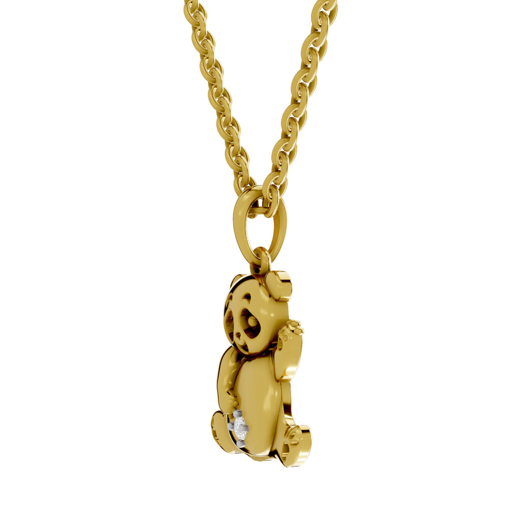 Lab Grown Diamond Pendant Necklace 0.02 Carat Round Shape 925 Sterling Silver Yellow Gold Plated Panda Spark Pendant Necklace