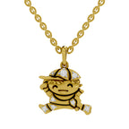 Lab Grown Diamond Pendant Necklace 0.09 Carat Round Shape 925 Sterling Silver Yellow Gold Plated Joyful Jumper Pendant Necklace