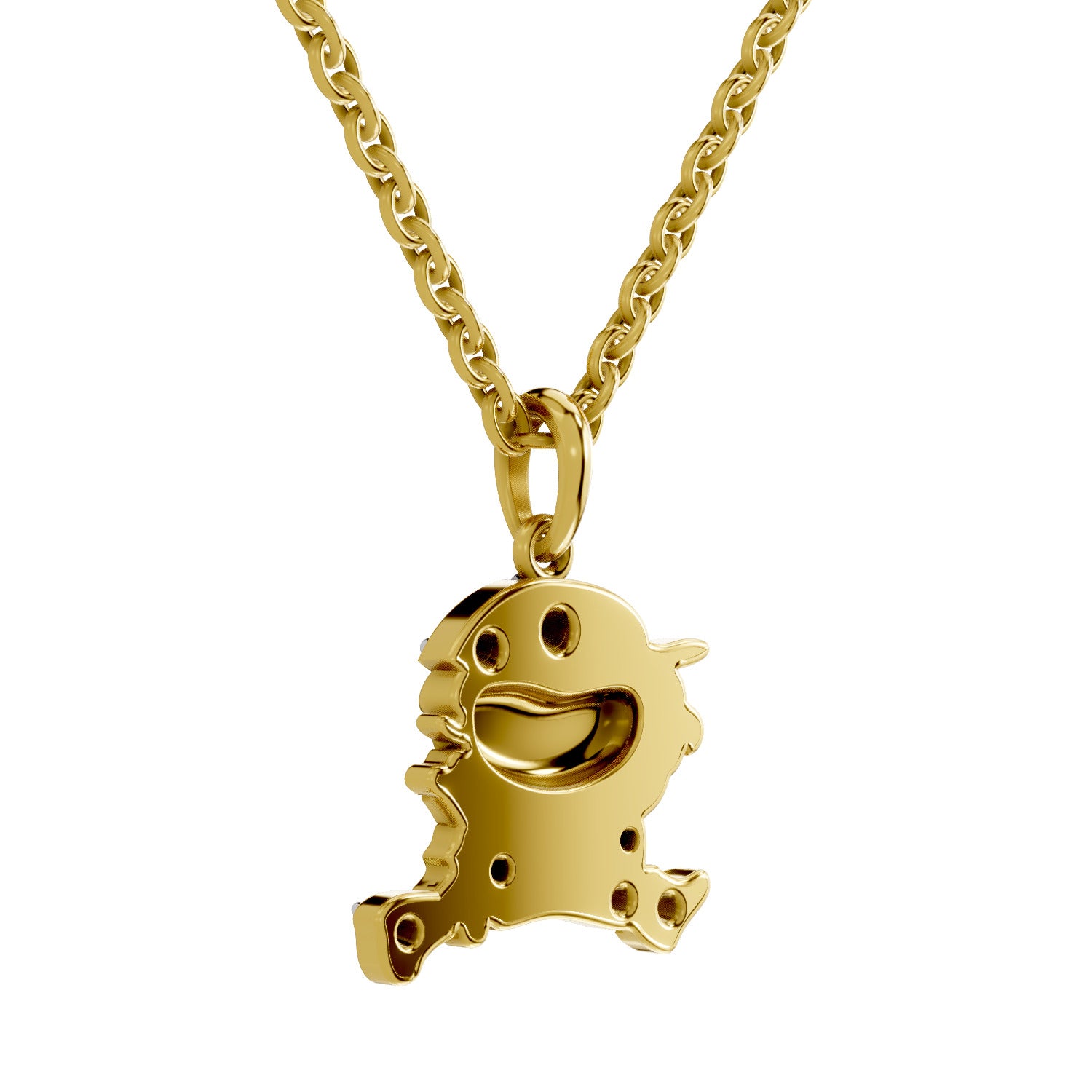 Lab Grown Diamond Pendant Necklace 0.09 Carat Round Shape 925 Sterling Silver Yellow Gold Plated Joyful Jumper Pendant Necklace