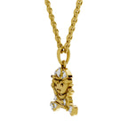 Lab Grown Diamond Pendant Necklace 0.09 Carat Round Shape 925 Sterling Silver Yellow Gold Plated Joyful Jumper Pendant Necklace